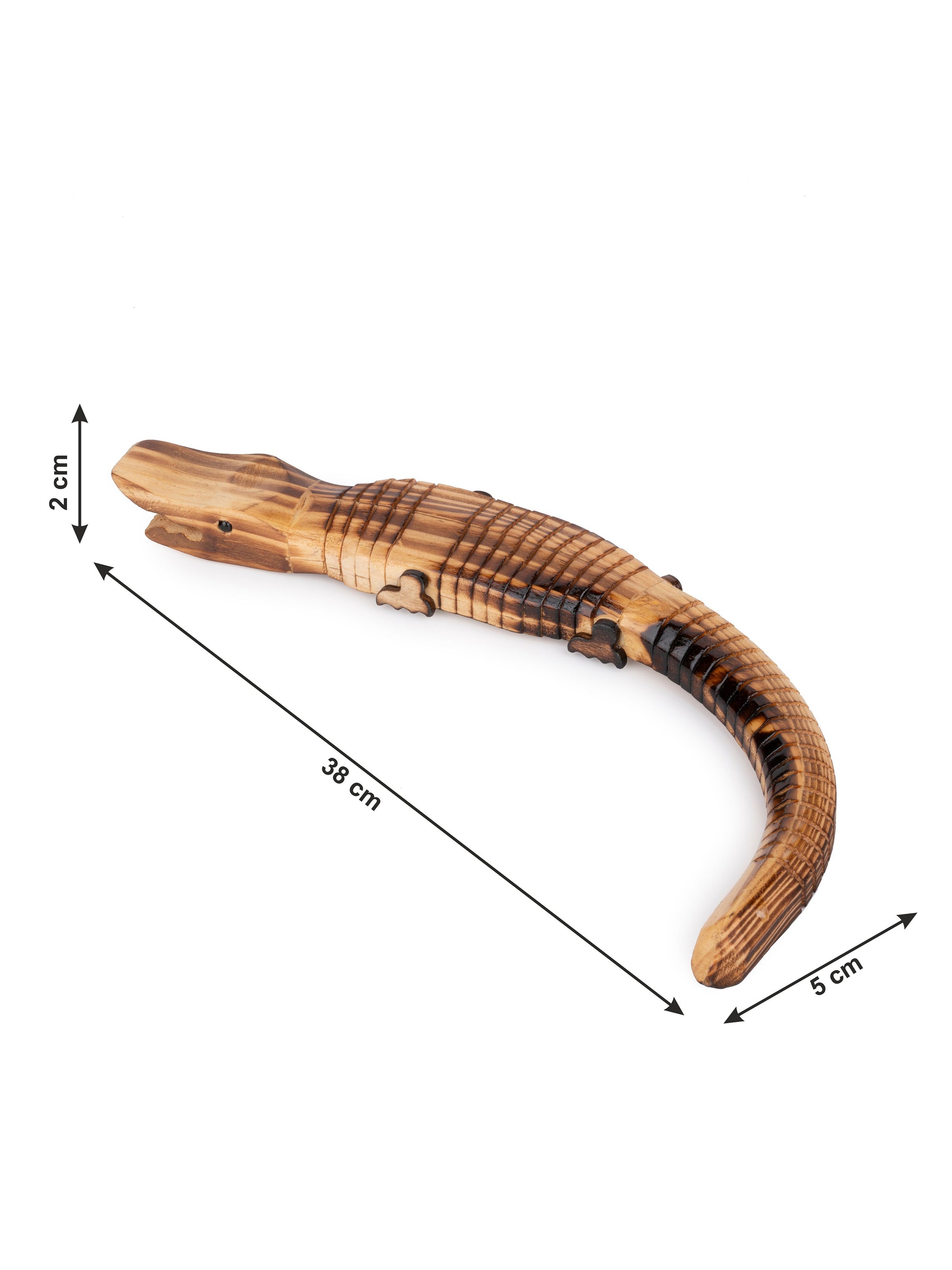 Shantiniketan Art - Wooden Crocodile Showpiece / Toy - The Heritage Artifacts