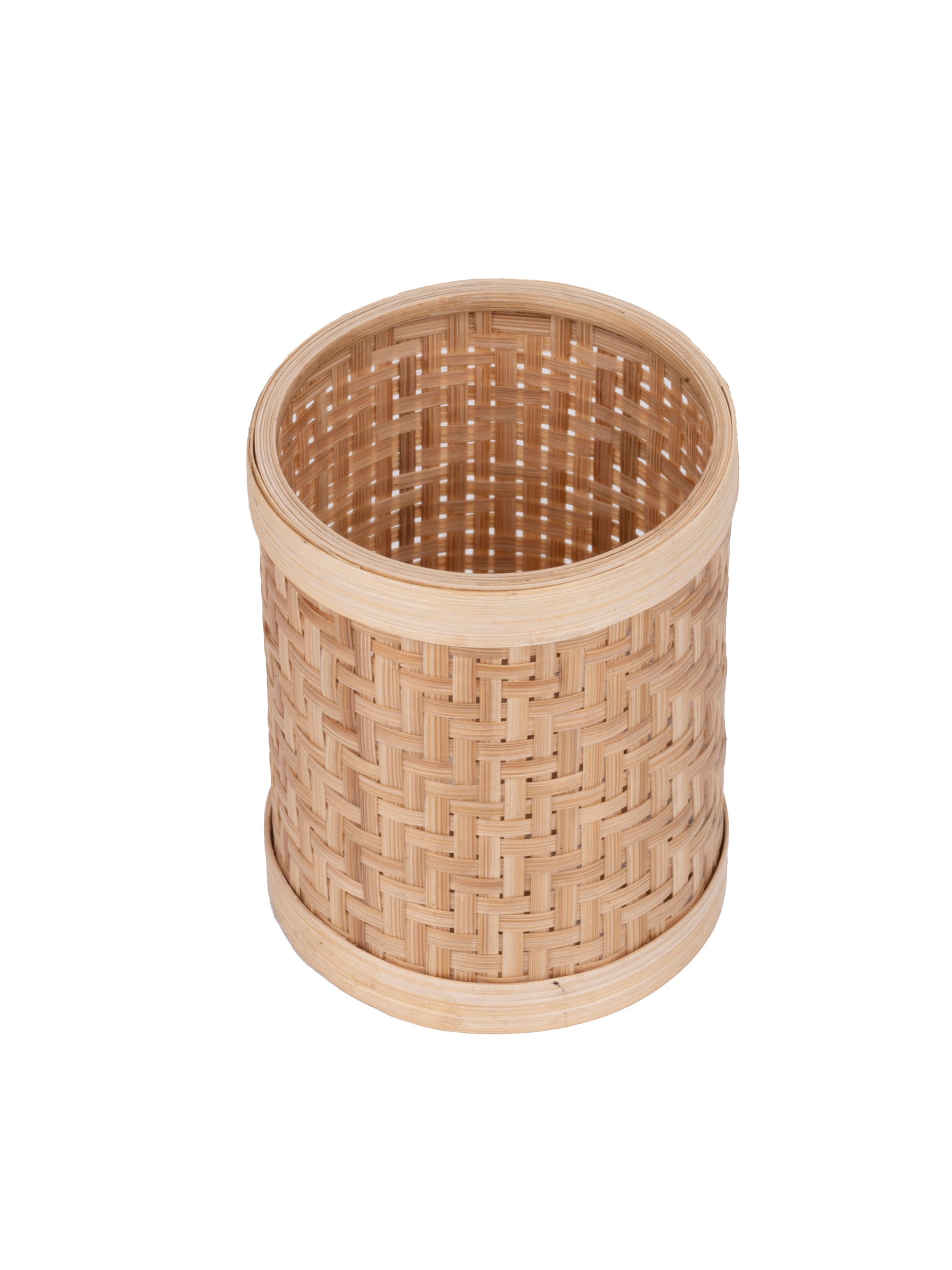 Shantiniketan Art - Bamboo Weave Pen / Pencil Stand for Home Office - The Heritage Artifacts