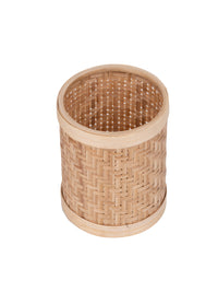 Shantiniketan Art - Bamboo Weave Pen / Pencil Stand for Home Office - The Heritage Artifacts