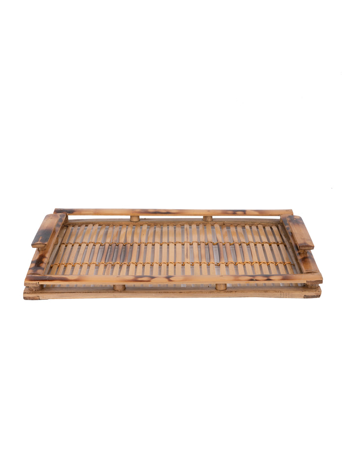 Shantiniketan Art - Bamboo Strips Serving Tray - The Heritage Artifacts