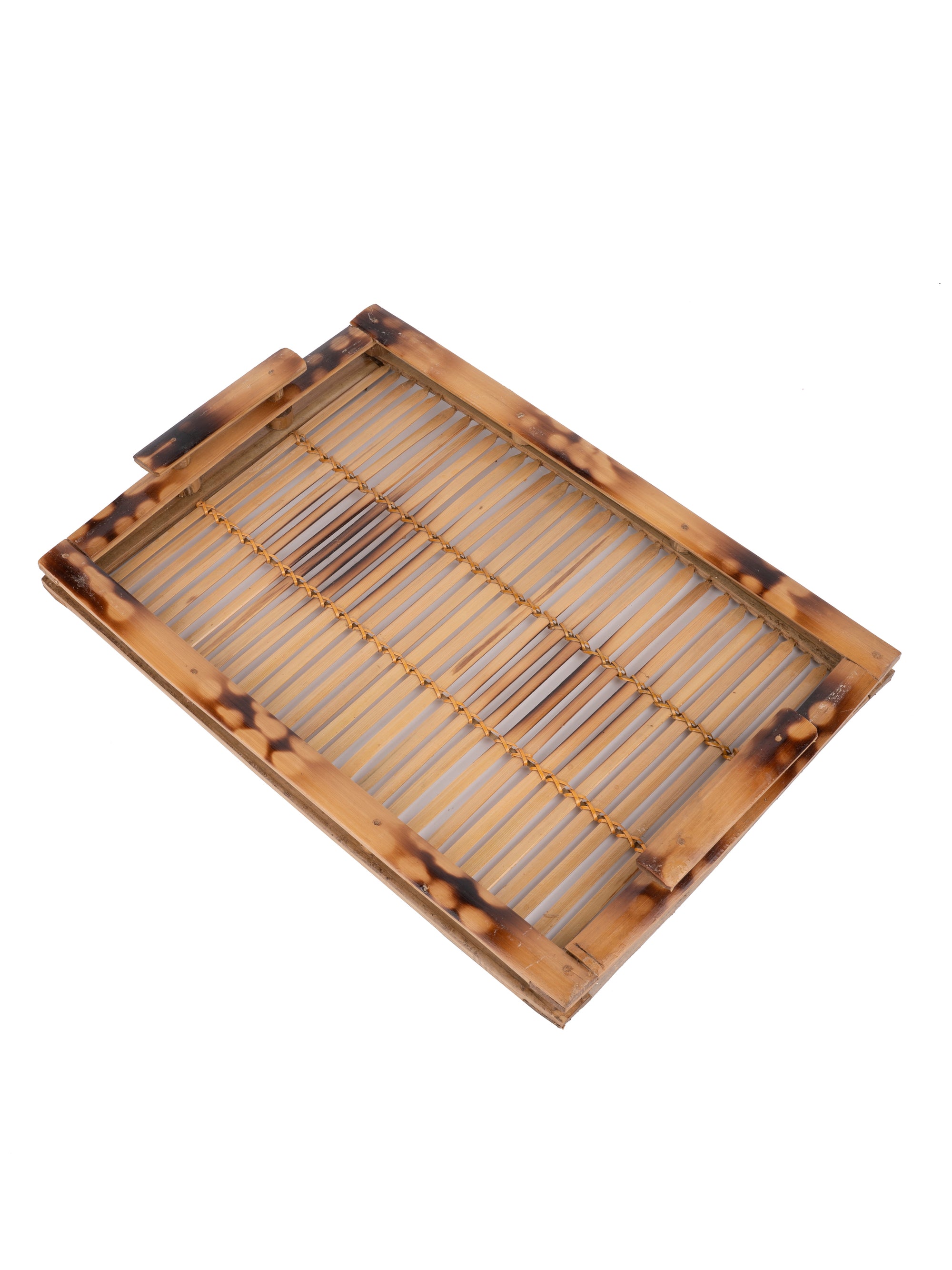 Shantiniketan Art - Bamboo Strips Serving Tray - The Heritage Artifacts