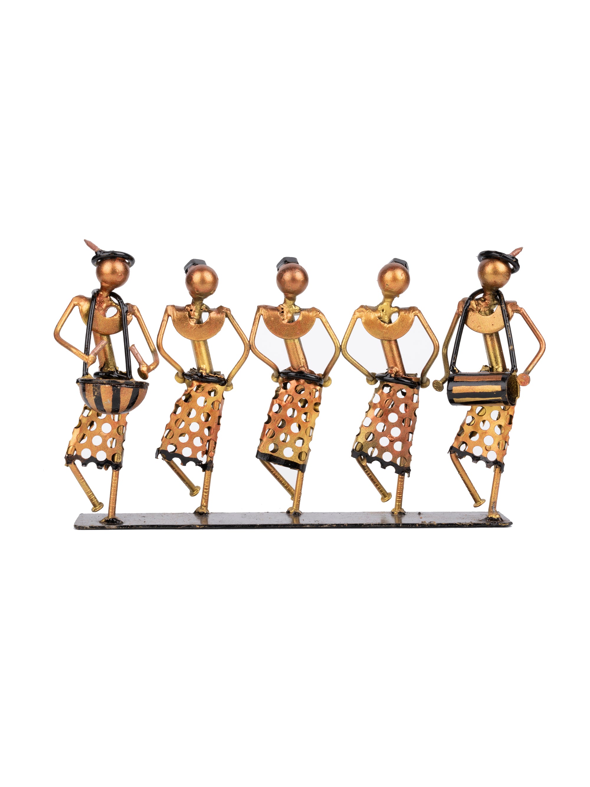 Shantiniketan Art - Tribal Folk Dance Metal Decor Showpiece - The Heritage Artifacts