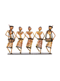 Shantiniketan Art - Tribal Folk Dance Metal Decor Showpiece - The Heritage Artifacts