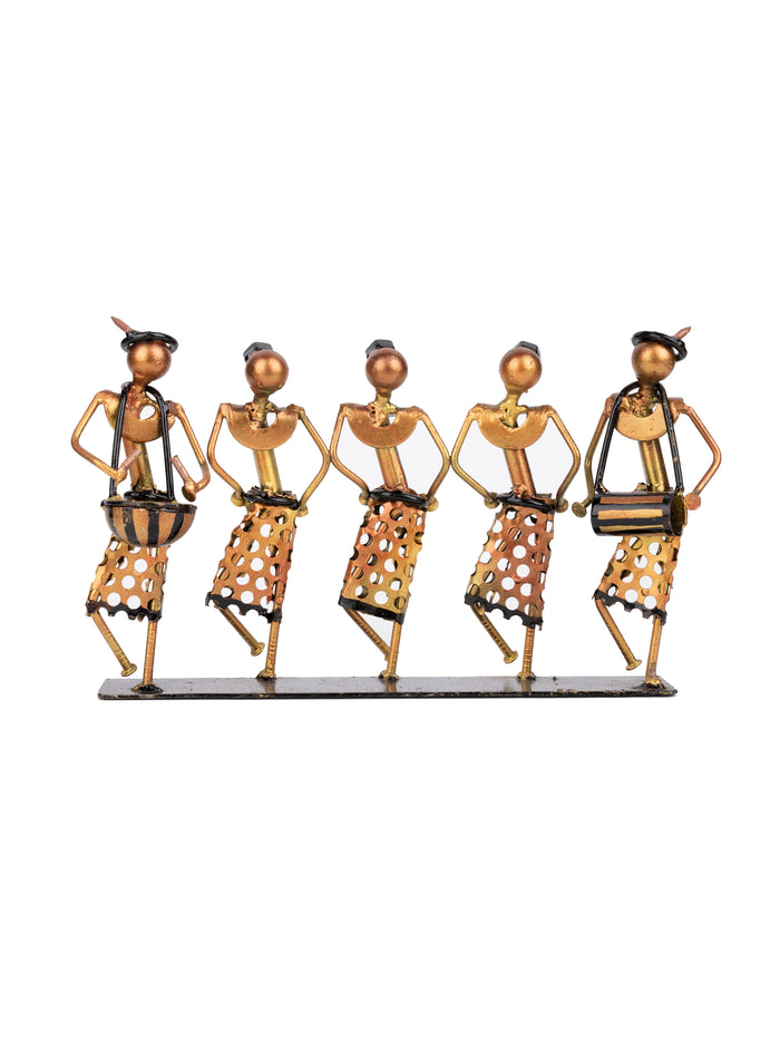 Shantiniketan Art - Tribal Folk Dance Metal Decor Showpiece - The Heritage Artifacts