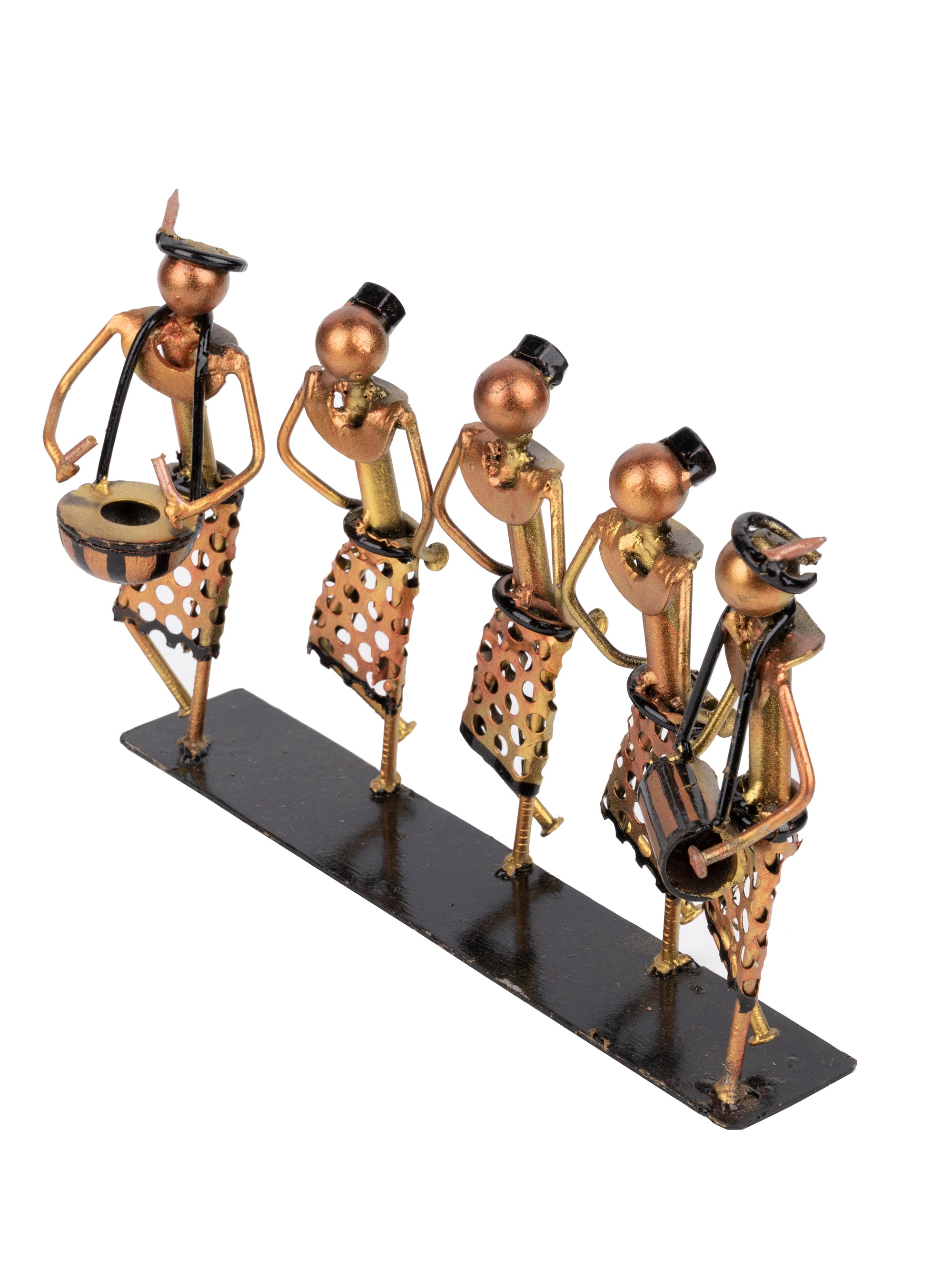 Shantiniketan Art - Tribal Folk Dance Metal Decor Showpiece - The Heritage Artifacts