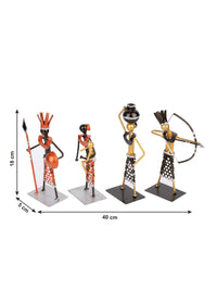 Shantiniketan Art - Tribal Family Metal Decor Showpiece - The Heritage Artifacts