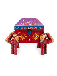 Meenakari Work Four Faced Elephant Box for Multiple Storage Solution - The Heritage Artifacts