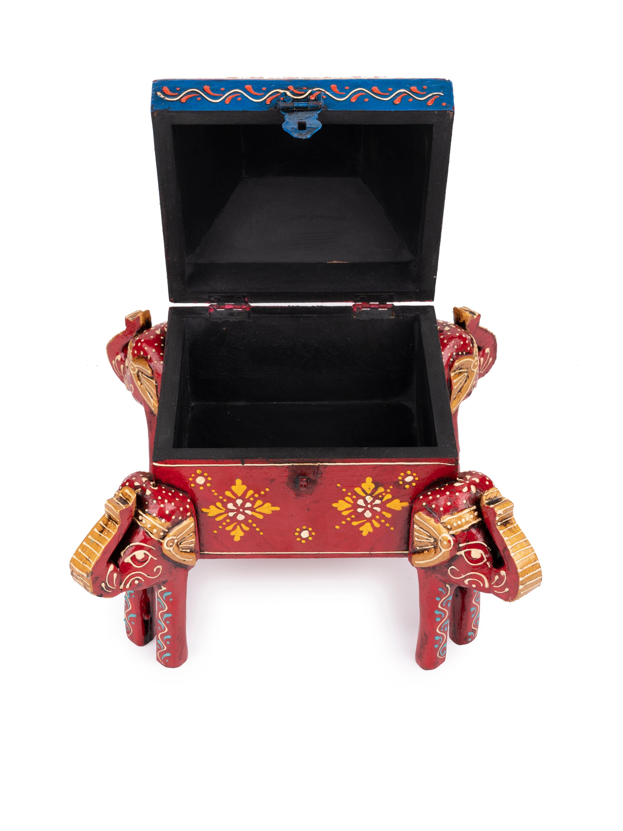 Meenakari Work Four Faced Elephant Box for Multiple Storage Solution - The Heritage Artifacts
