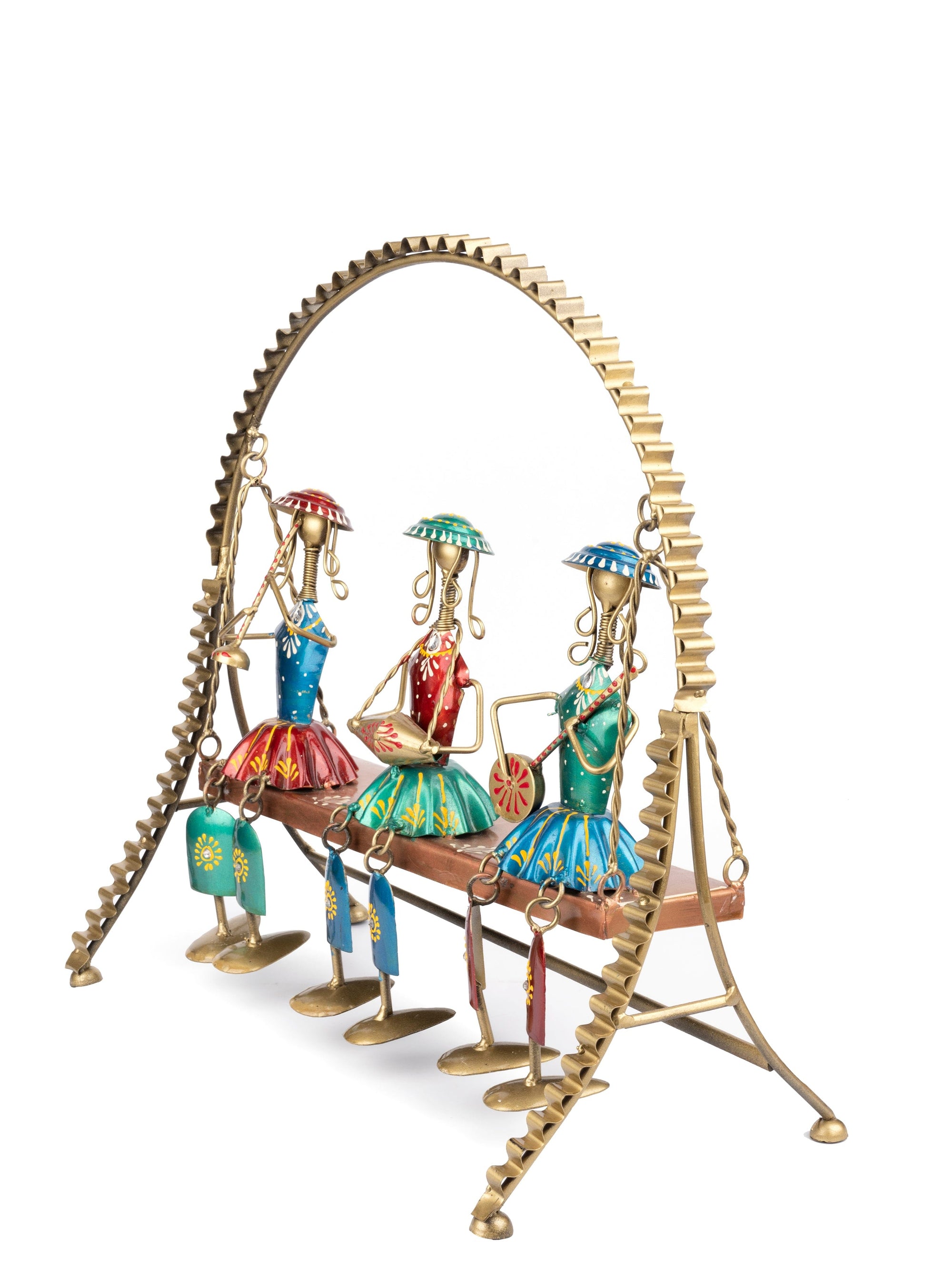 Metal Swing / Jhula with 3 Musician Doll Set - The Heritage Artifacts