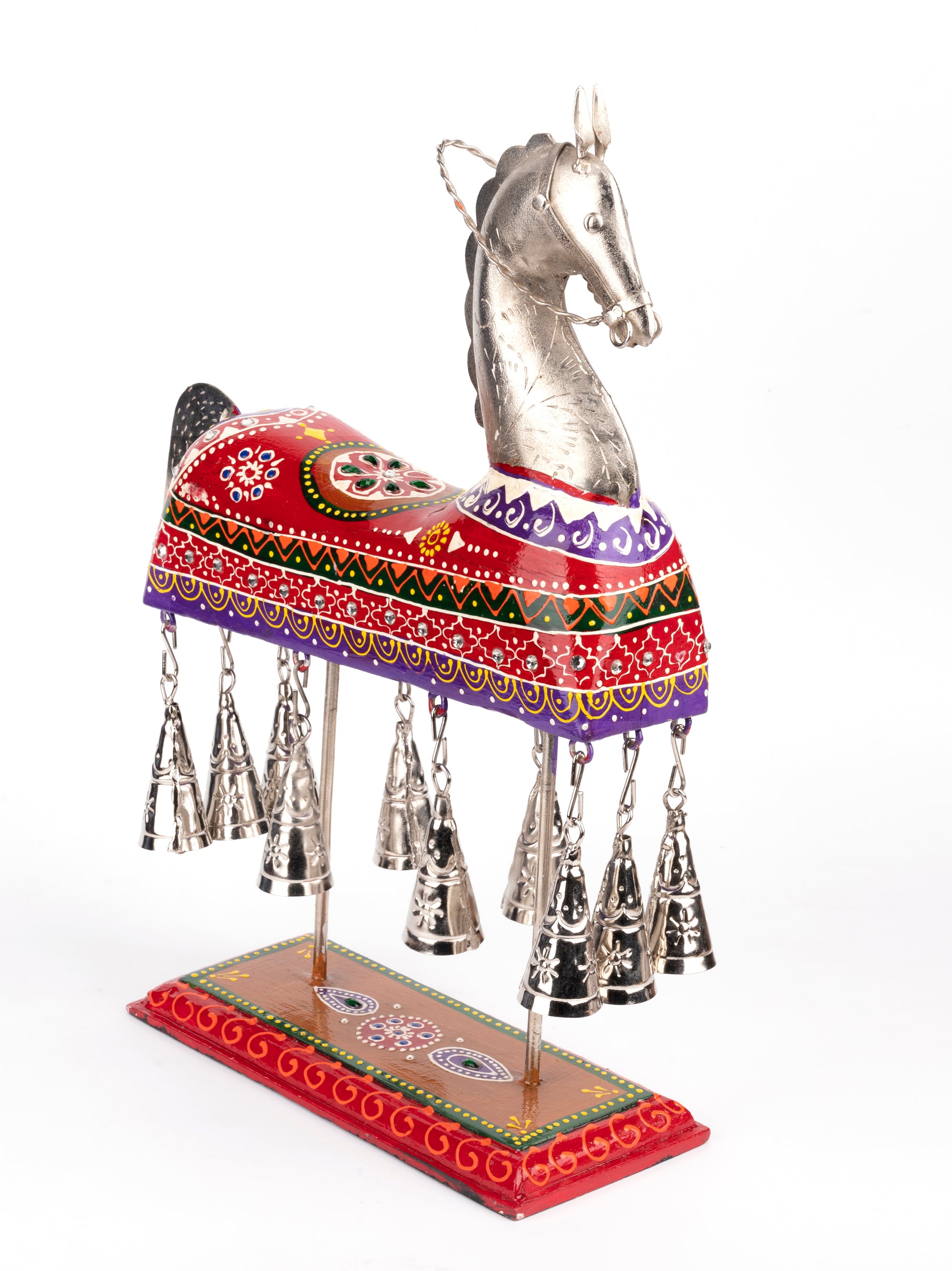 Majestic Horse On Stand With Chiming Bells - 13 inches height - The Heritage Artifacts