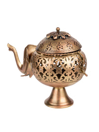 Golden Metal Elephant T light Lamp - 12 inches length - The Heritage Artifacts