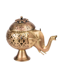 Golden Metal Elephant T light Lamp - 12 inches length - The Heritage Artifacts