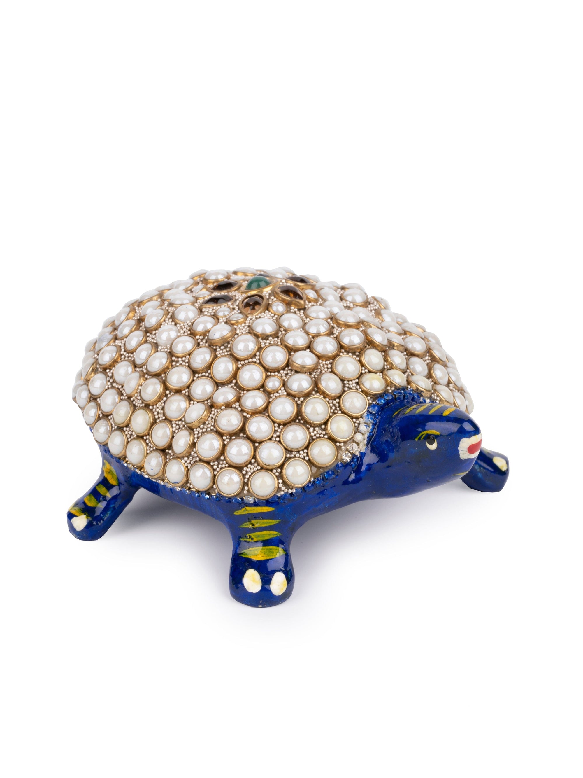 Meenakari and Kundan Work Metal Tortoise Decorative Showpiece - The Heritage Artifacts