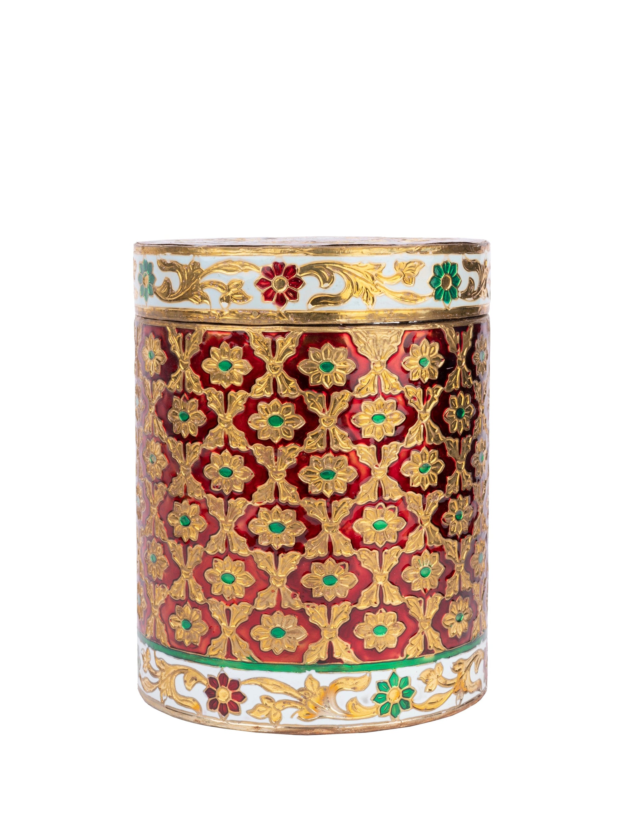 Meenakari Art Storage Jar / Canister / Container - 7 inches height - The Heritage Artifacts