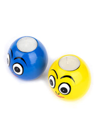 Colorful Smily Candle holder with Tea light Candles, Set of 2 - The Heritage Artifacts