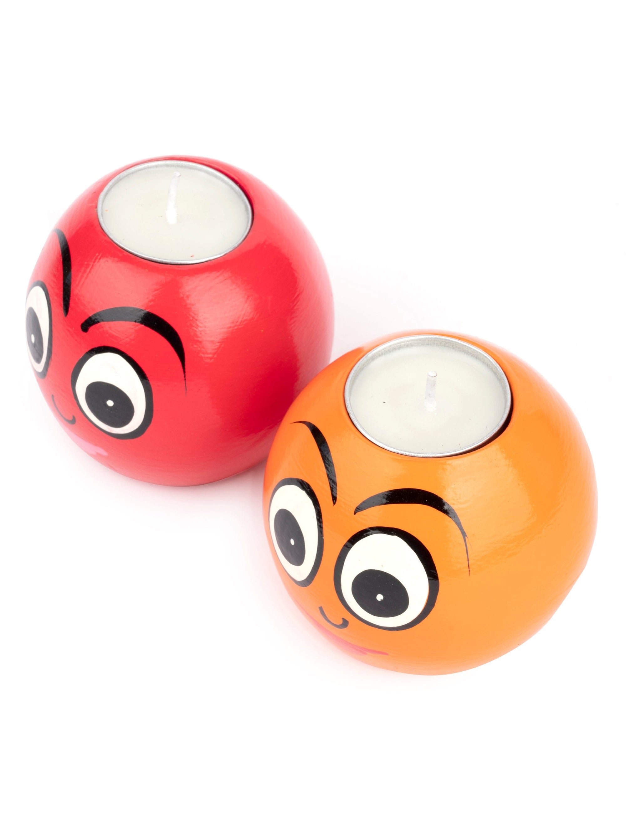 Colorful Smily Candle holder with Tea light Candles, Set of 2 - The Heritage Artifacts