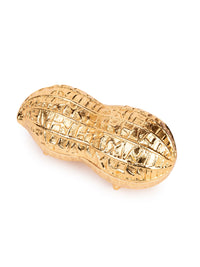 Metal Crafted Peanut / Mumfali Design Serving bowl in Golden Color - The Heritage Artifacts