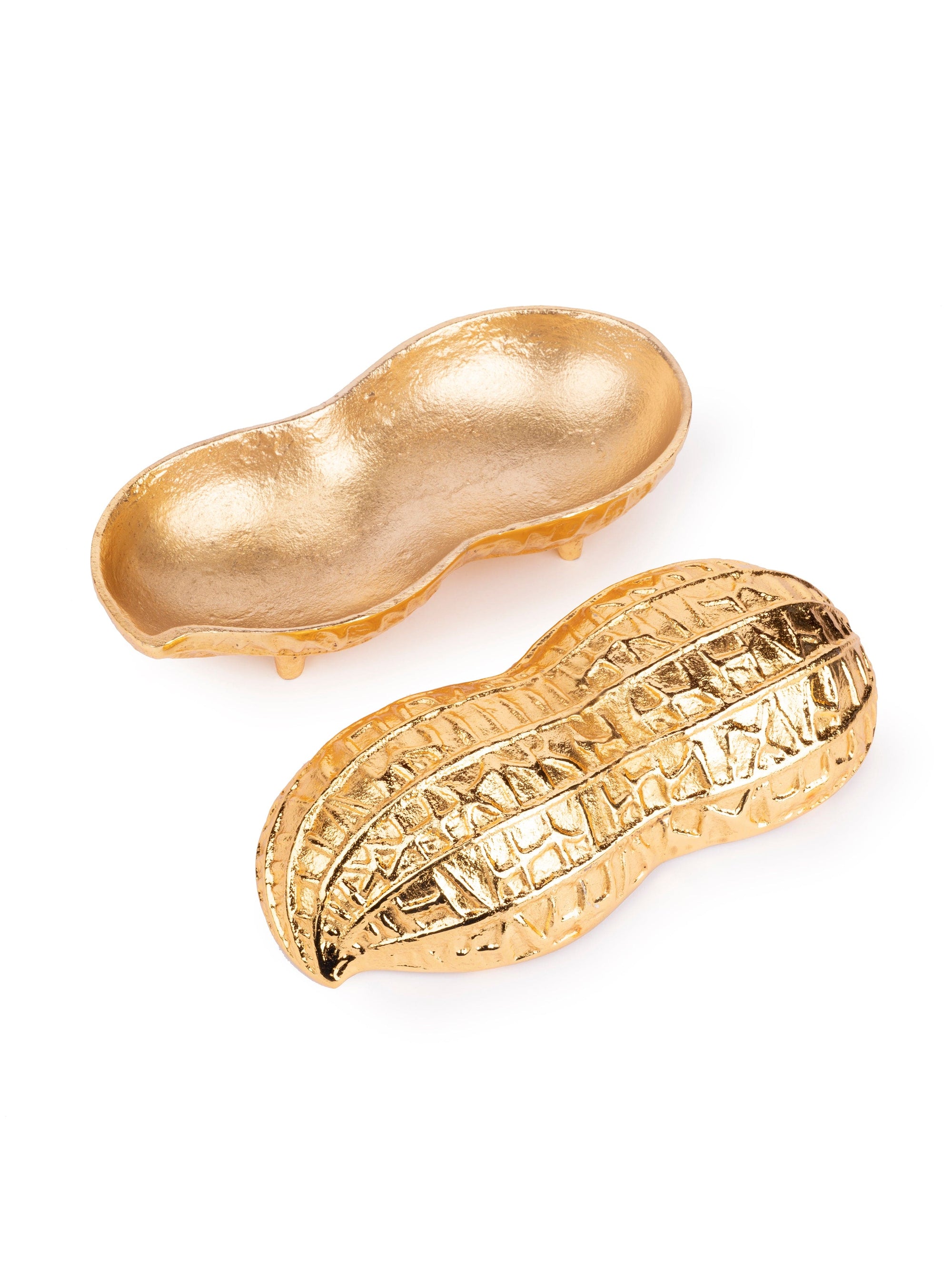Metal Crafted Peanut / Mumfali Design Serving bowl in Golden Color - The Heritage Artifacts