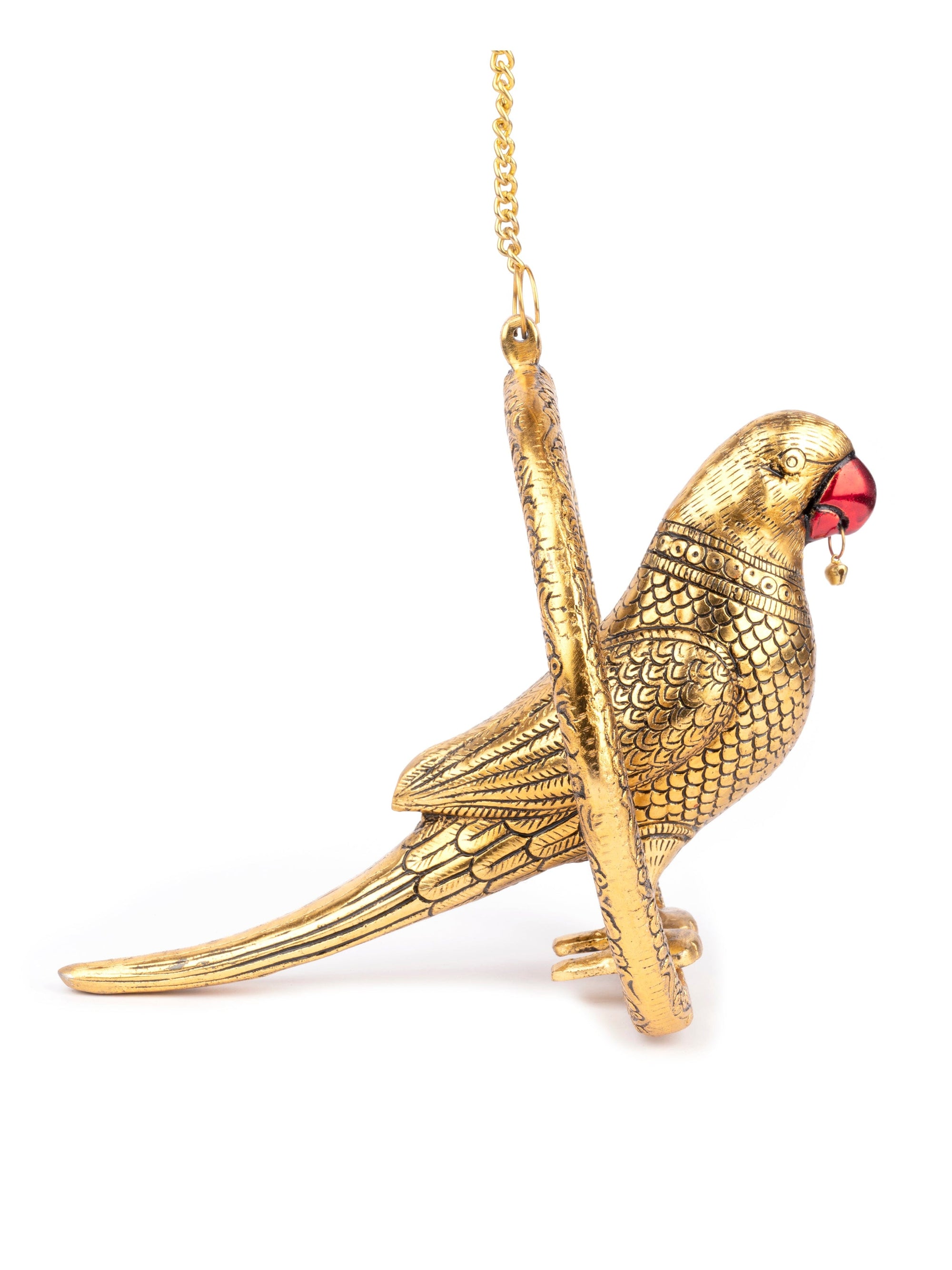 Aluminium Door Hanging Golden Parrot Decorative Showpiece - The Heritage Artifacts