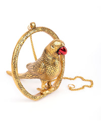 Aluminium Door Hanging Golden Parrot Decorative Showpiece - The Heritage Artifacts