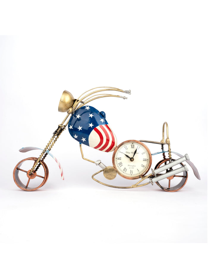 Metal Crafted Bike with Clock Decorative Showpiece - 20 inches - The Heritage Artifacts
