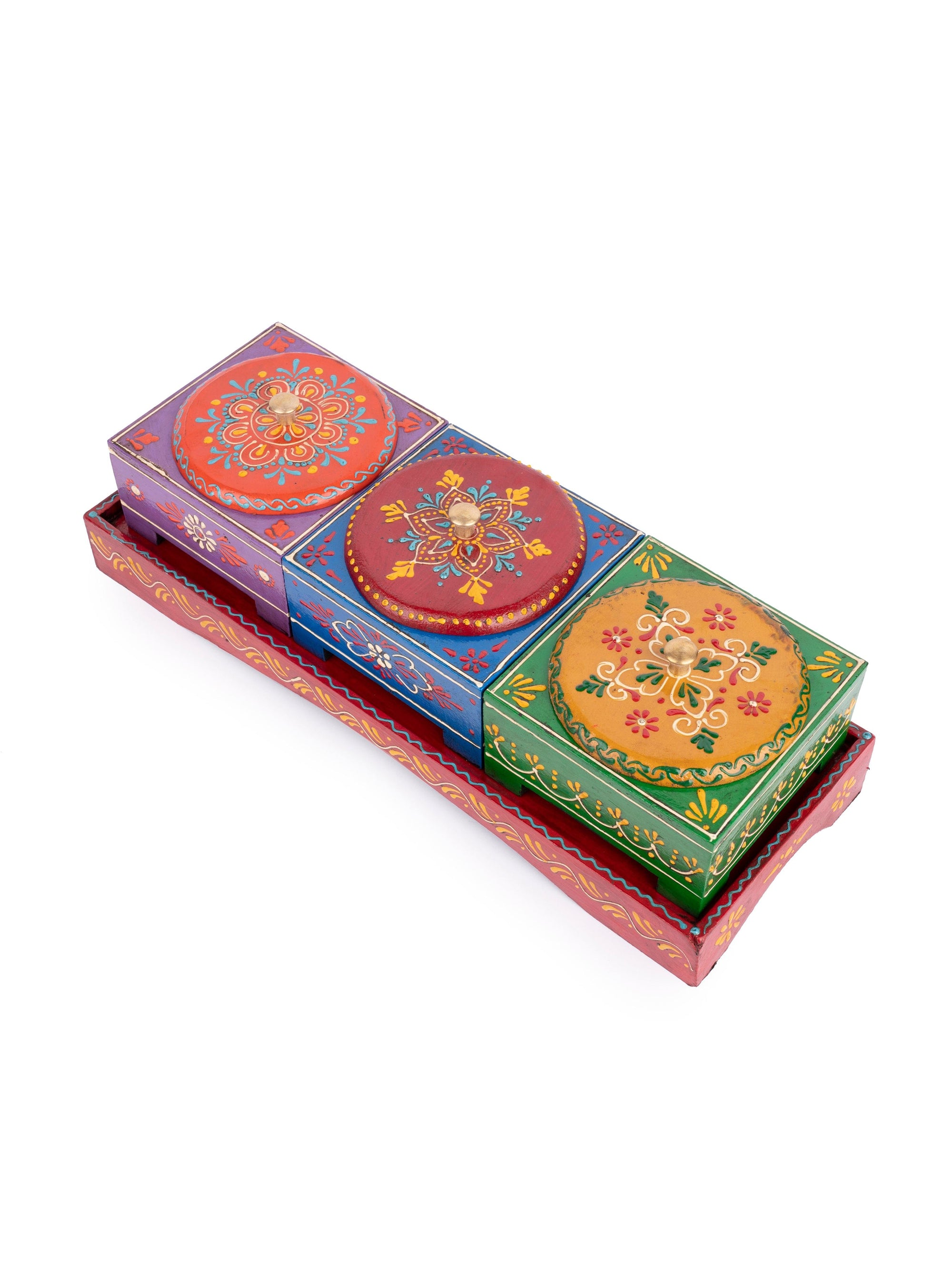 Meenakari Design Dry Fruit Storage Box Set of 3 for Festive Delights - The Heritage Artifacts