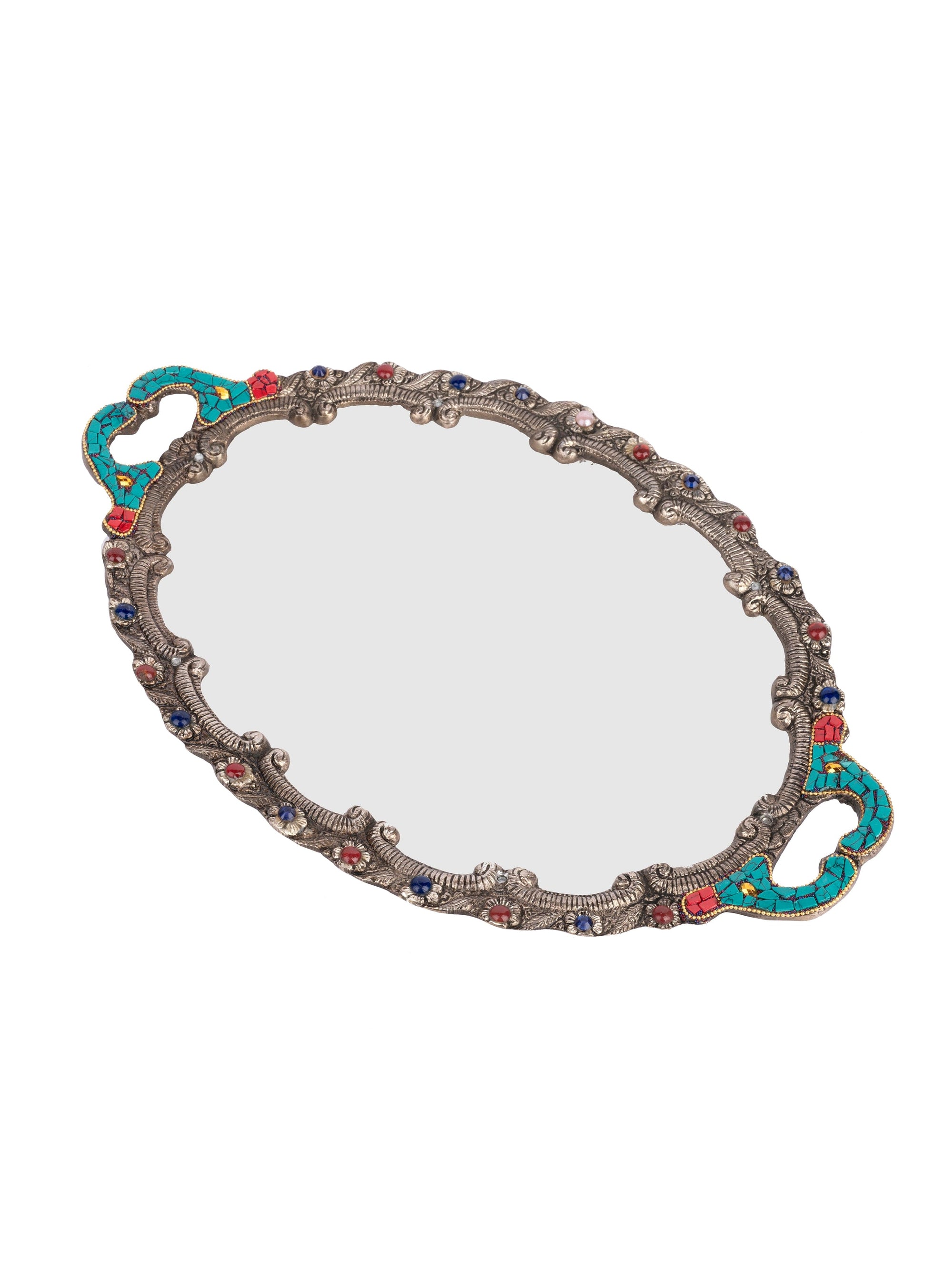 Acrylic Serving Tray with Designer Metal Crafted Borders - The Heritage Artifacts