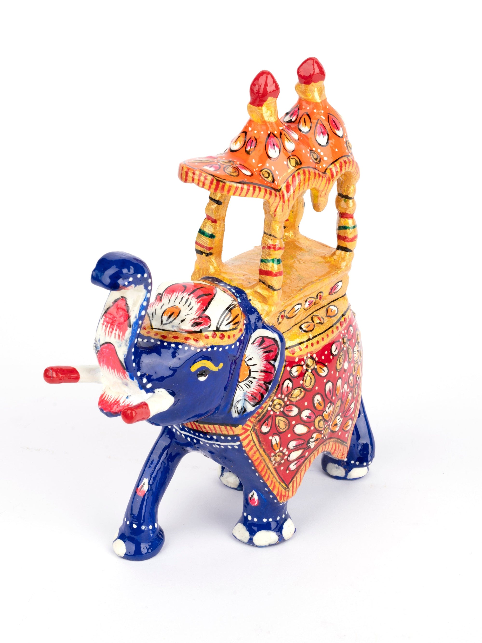 Meenakari Metal Blue Ambabari Elephant Decorative Showpiece - The Heritage Artifacts