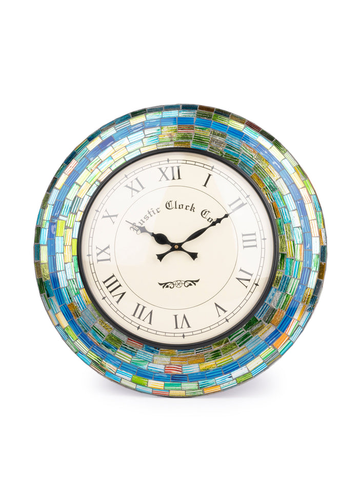 Colorful Rainbow Glass Analogue Wall Clock - 17 inches dia - The Heritage Artifacts