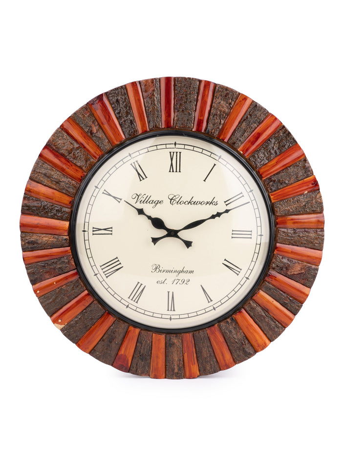 Traditional Red and Black Analogue Wall clock from Jodhpur - 17 inches dia - The Heritage Artifacts