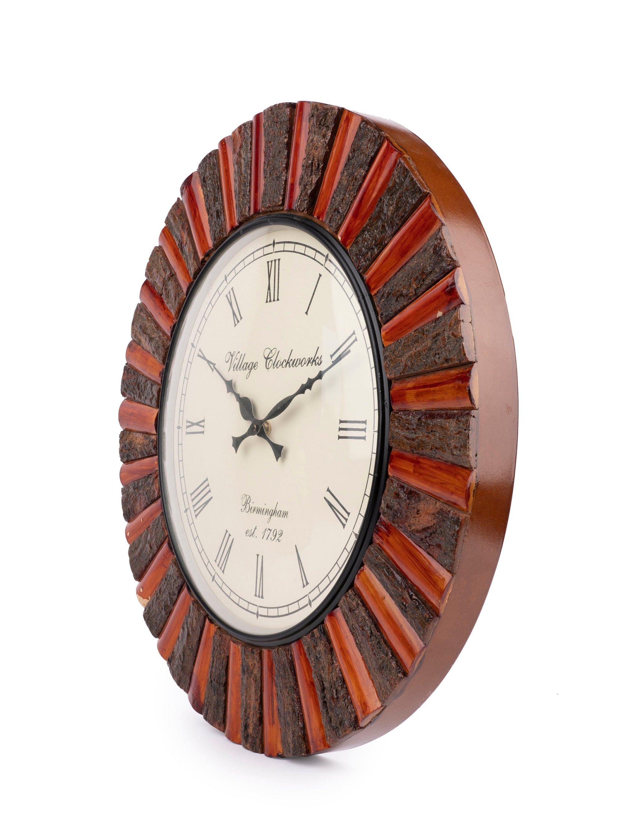 Traditional Red and Black Analogue Wall clock from Jodhpur - 17 inches dia - The Heritage Artifacts