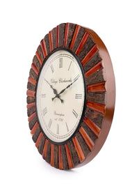Traditional Red and Black Analogue Wall clock from Jodhpur - 17 inches dia - The Heritage Artifacts
