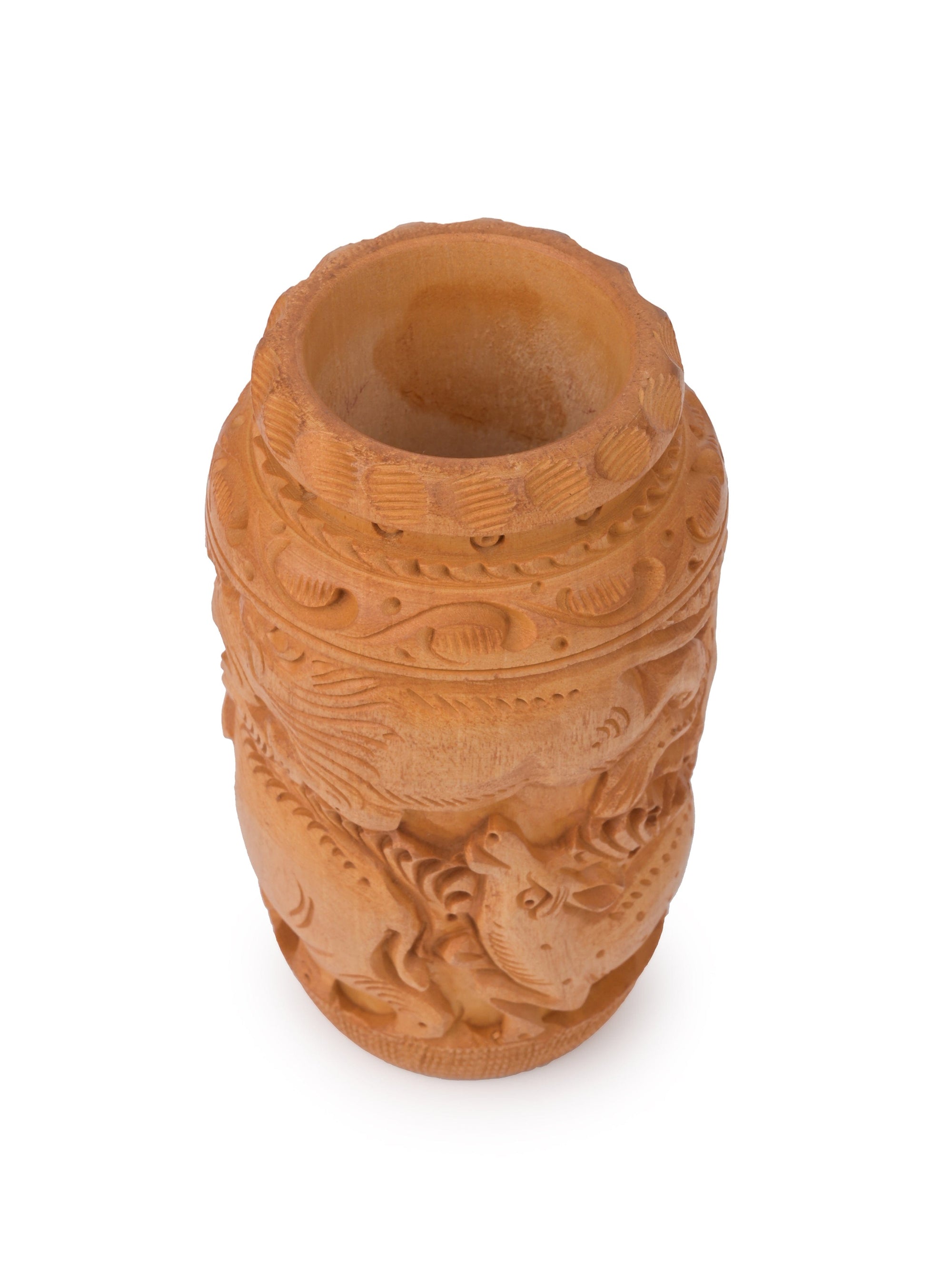Kadam Wood Handcrafted Pen / Pencil Holder - 5 inches height - The Heritage Artifacts