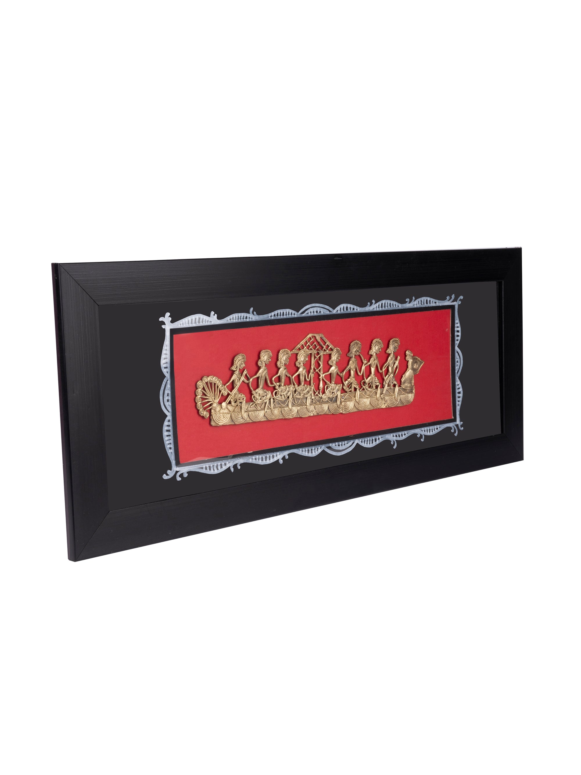 Dokra Art Boat Rowing Wall Decor Frame - 24x10 inches - The Heritage Artifacts