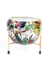 Colorful Metal Planter with Stand - 6 inches height - The Heritage Artifacts