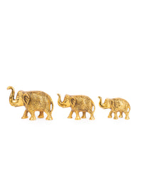 Herd of Elephants in Antique Gold Finish - Set of 3 pieces - The Heritage Artifacts