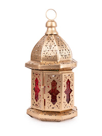 Metal Crafted Gold Lantern, Tea Light Candle Holder - 12 inches height - The Heritage Artifacts