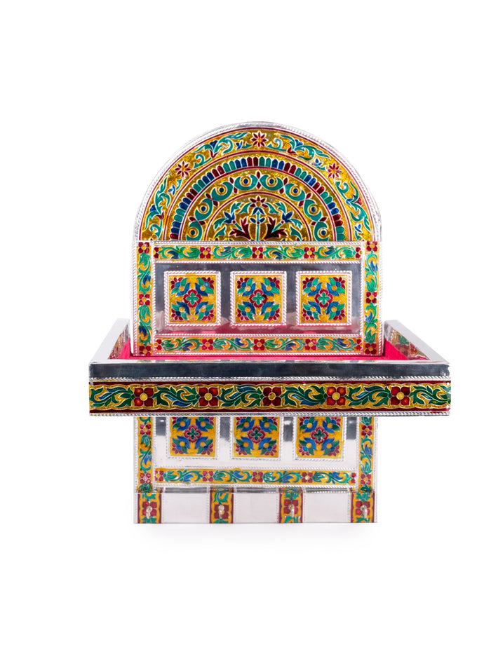 Meenakari Design Wall Mounted Multipurpose Stand in Silver Color - The Heritage Artifacts