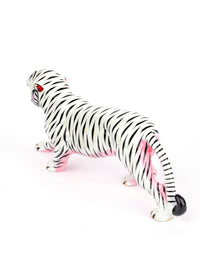 White Metal Tiger Figurine for Home Office Decor, 9 inches long - The Heritage Artifacts