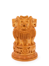 Kadam wood carved Ashok Stambh Pen / Pencil holder - 4 inches height - The Heritage Artifacts