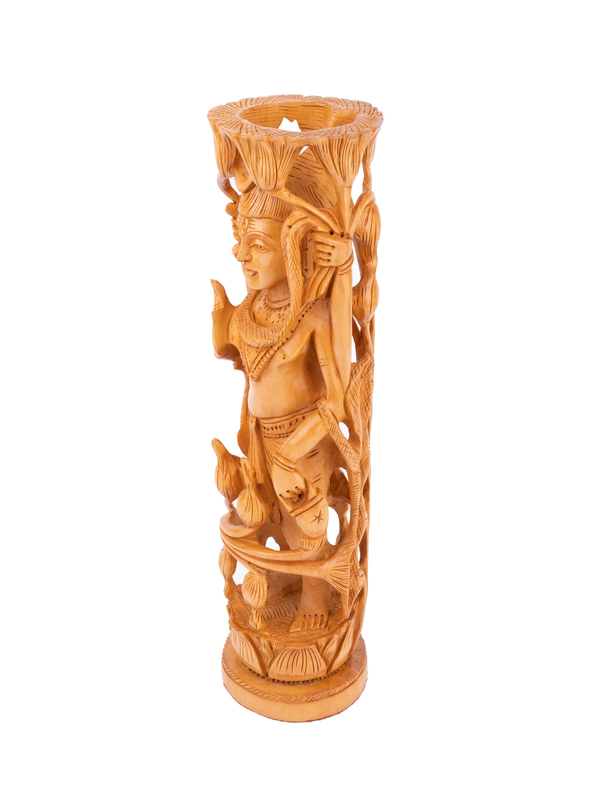 Kadam wood carved Lord Shiva statue - 12 inches height - The Heritage Artifacts