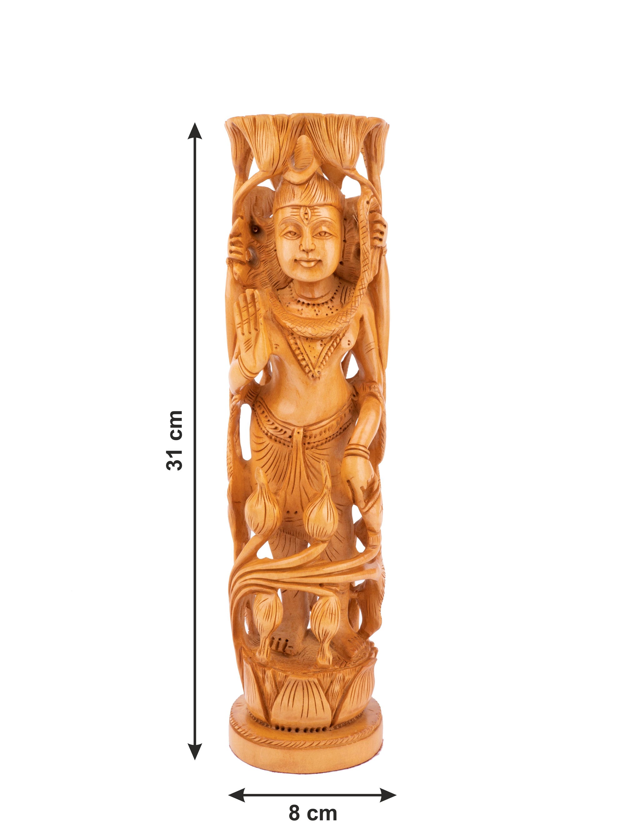 Kadam wood carved Lord Shiva statue - 12 inches height - The Heritage Artifacts