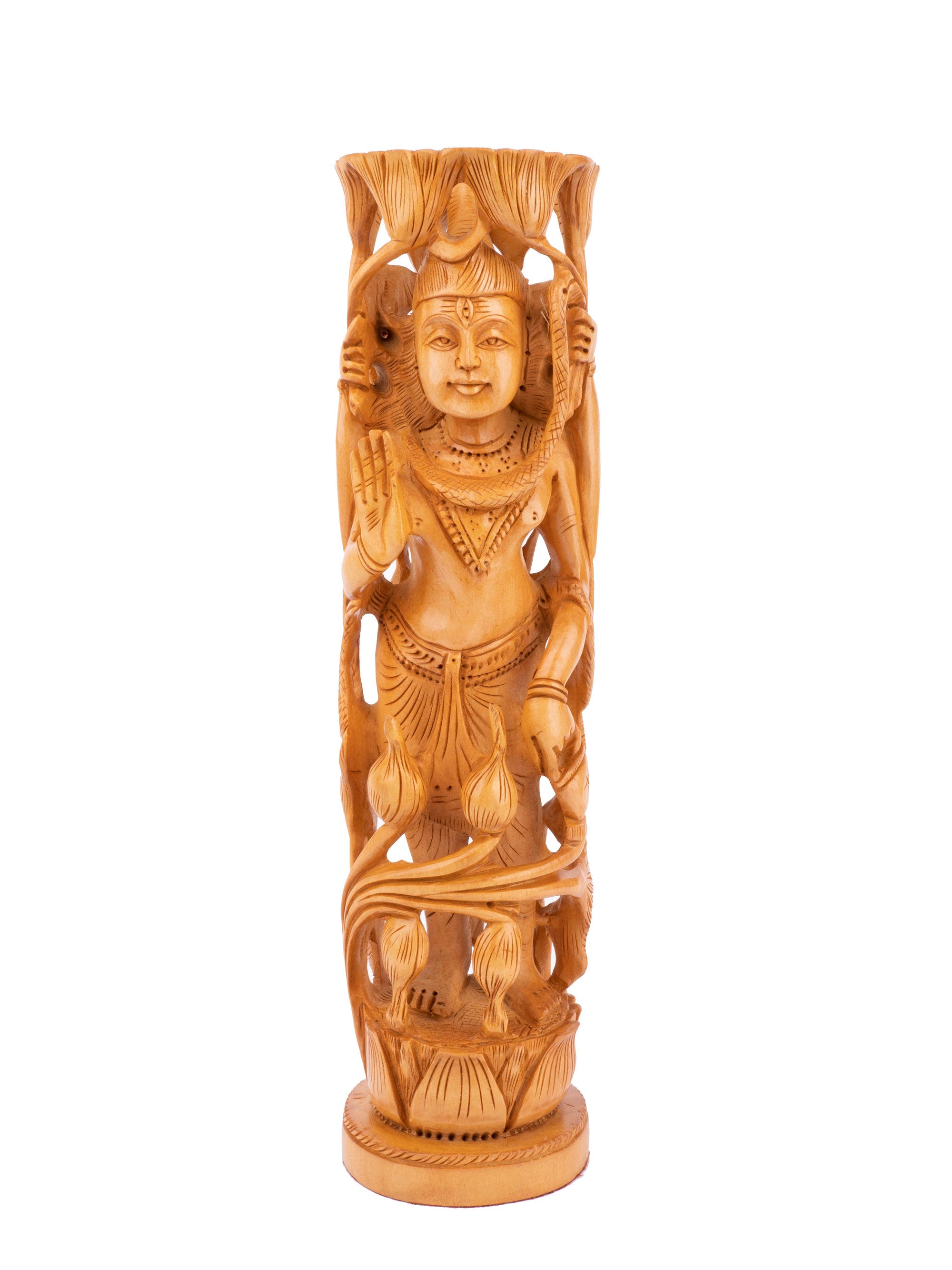 Kadam wood carved Lord Shiva statue - 12 inches height - The Heritage Artifacts