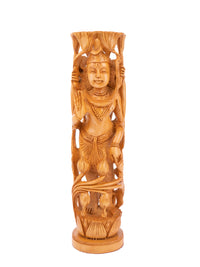 Kadam wood carved Lord Shiva statue - 12 inches height - The Heritage Artifacts