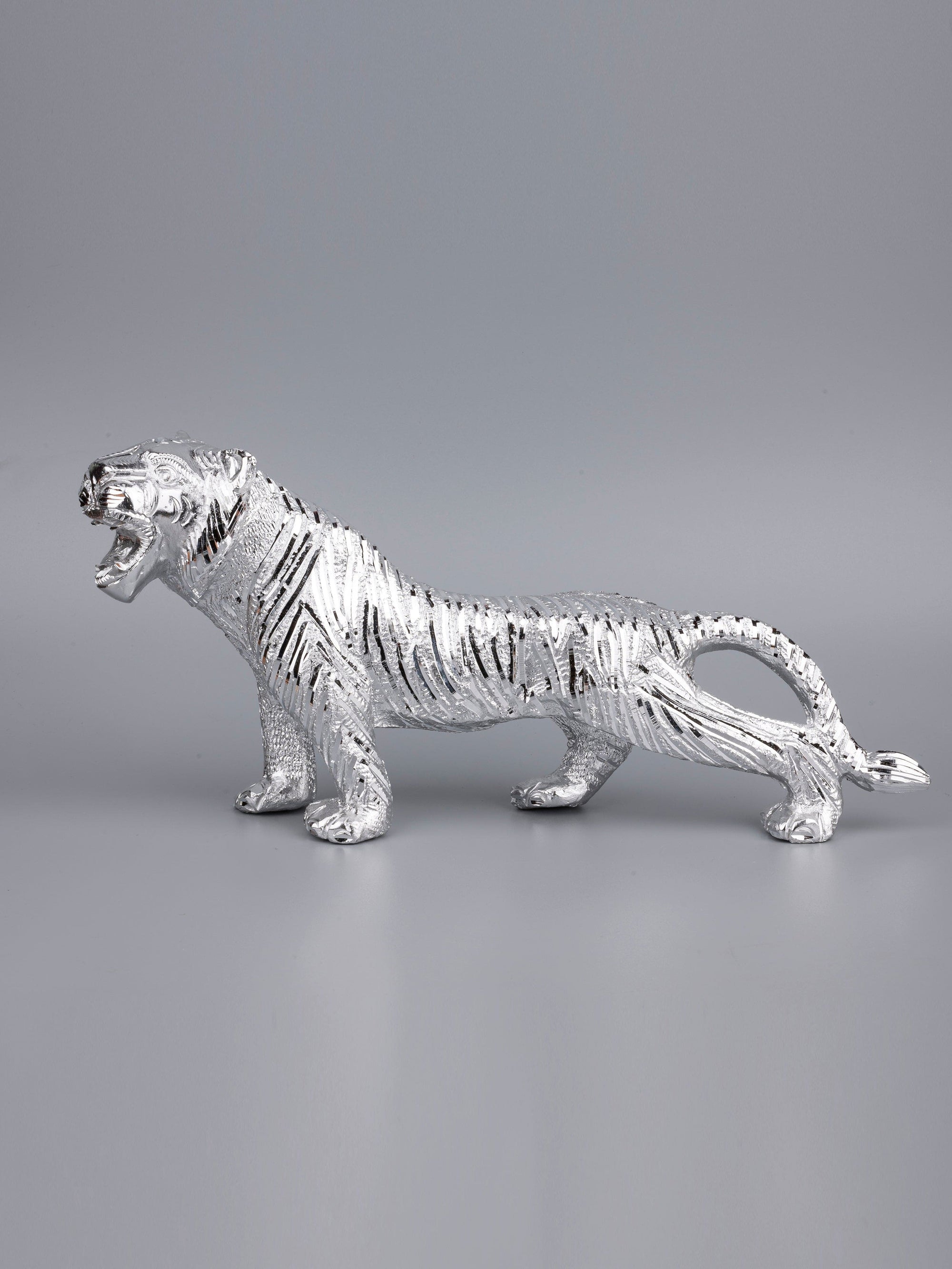 Zinc Metal Handcrafted Bengal Tiger Decorative Showpiece - 13 inches length - The Heritage Artifacts