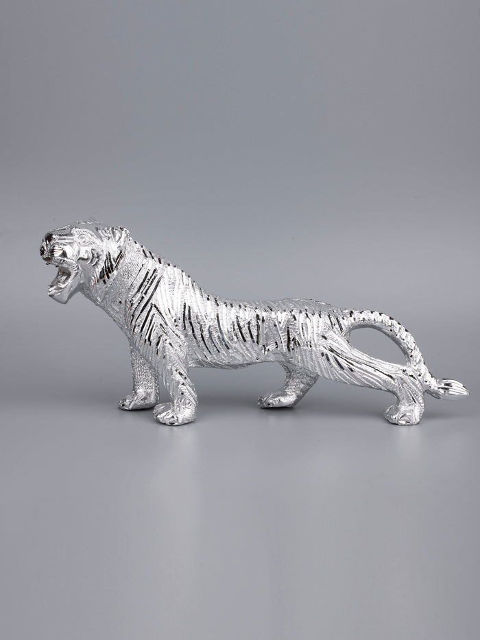 Zinc Metal Handcrafted Bengal Tiger Decorative Showpiece - 13 inches length - The Heritage Artifacts