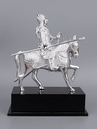 Zinc Metal Handcrafted King Maharana Pratap Figurine Riding on a Horse - 12 inches height - The Heritage Artifacts