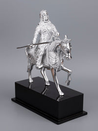 Zinc Metal Handcrafted King Maharana Pratap Figurine Riding on a Horse - 12 inches height - The Heritage Artifacts