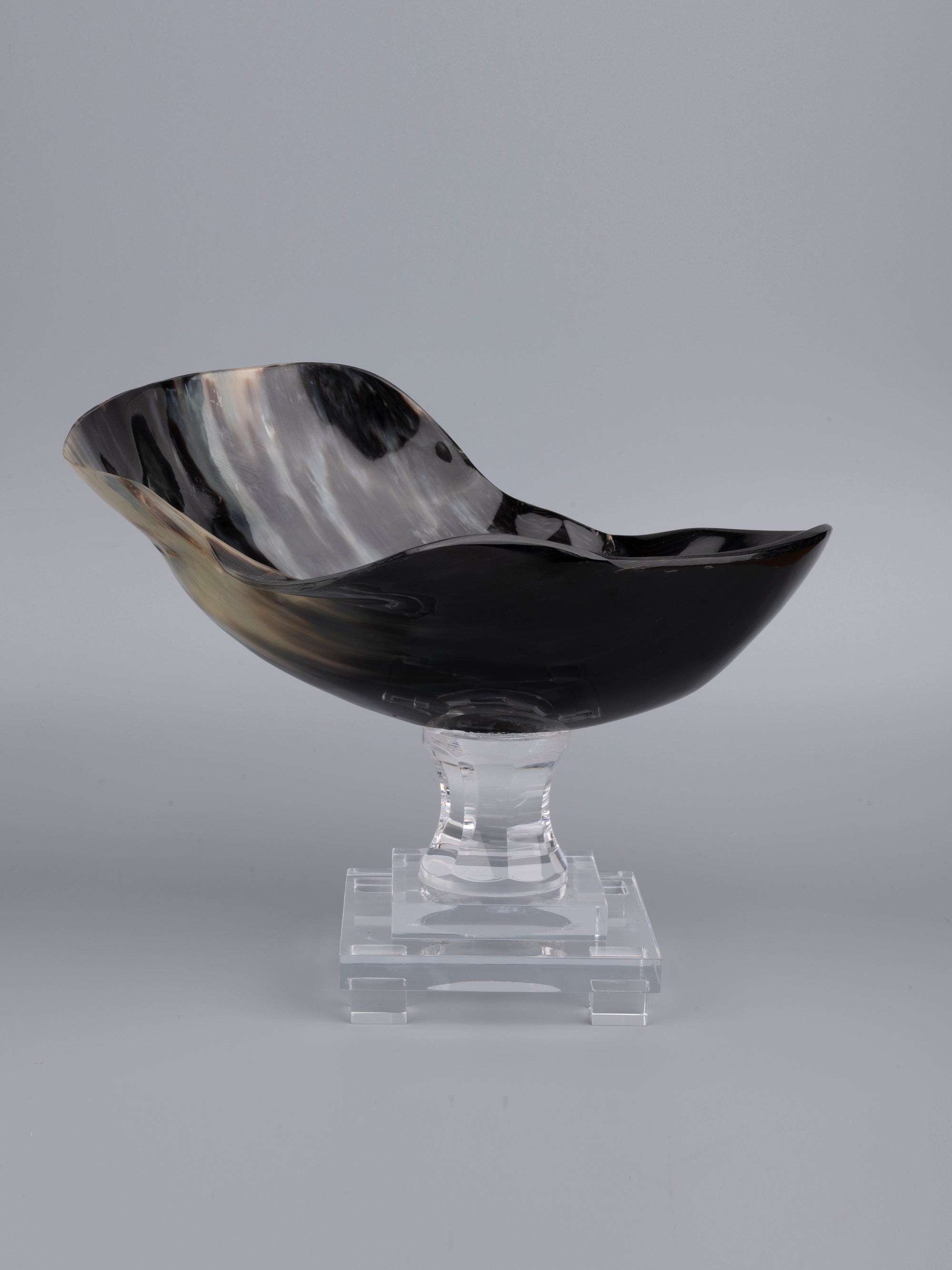 Natural Buffalo Horn Bowl on Acrylic Stand, Decorative Showpiece - The Heritage Artifacts