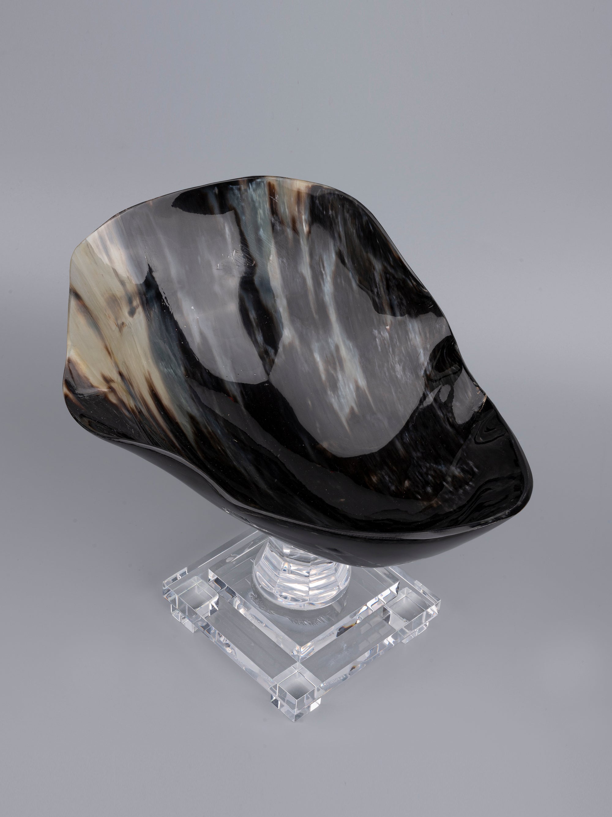 Natural Buffalo Horn Bowl on Acrylic Stand, Decorative Showpiece - The Heritage Artifacts